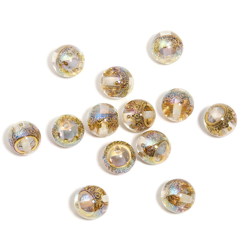 Wholesale 100pcs 16mm high transparent embedded crown resin round beads heavy industry DIY loose beadseads